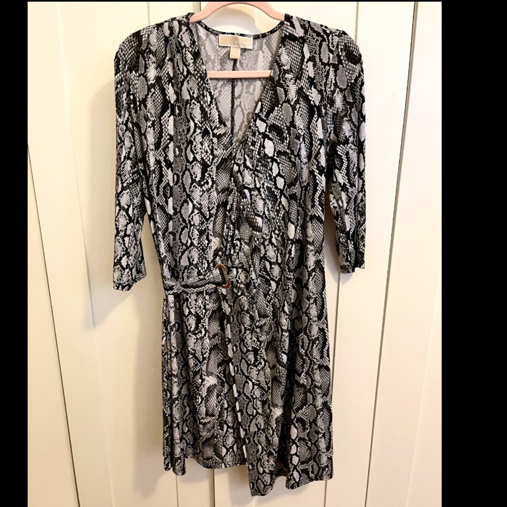 Michael Kors grey snake print wrap dress